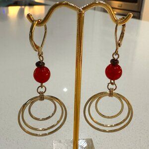 Lever Back Bead and Hoop Earrings